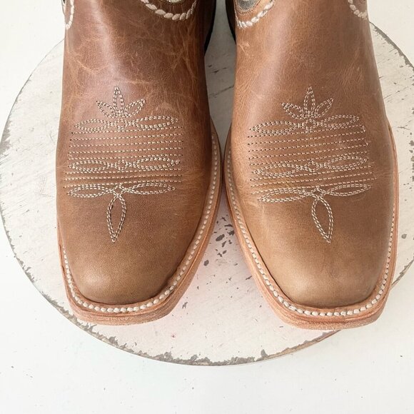 Lane RODEO HOUSTON Mens Cowboy Boots Size 11 Brown Leather Western Blunt Toe - Picture 6 of 11